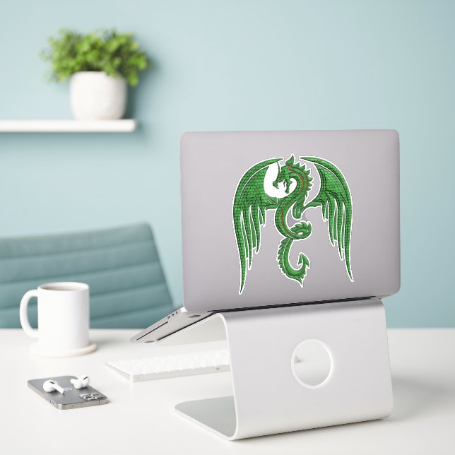 Dragon Aufkleber (Laptop auf Schreibtisch)
