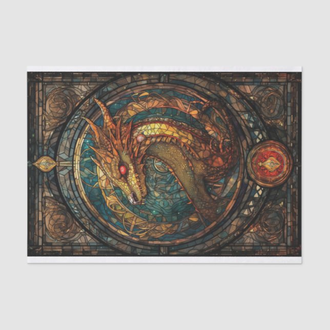 Dragon aus verkettetem Glas Seidenpapier (Vorderseite)
