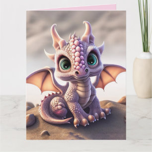 DRAGON BABY BIRTHDAY PINK Grußkarte Karte