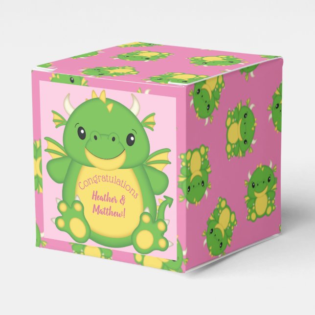 Dragon Baby Dusche Pink Geschenkschachtel (Vorderseite)