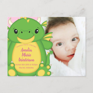 Dragon Baby Dusche Pink Postkarte