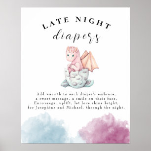 Dragon Baby Dusche Spate Night Diapers Poster