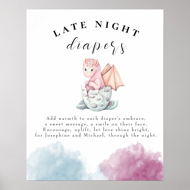 Dragon Baby Dusche Spate Night Diapers Poster (Vorne)