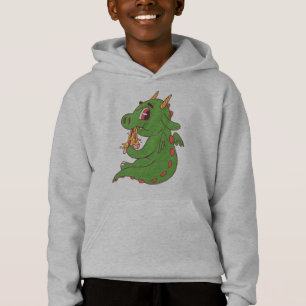 Dragon Baby Eating Yummy Pizza Slice Design Hoodie