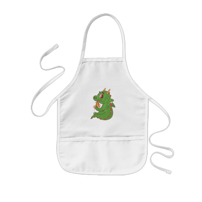 Dragon Baby Eating Yummy Pizza Slice Design Kinderschürze (Vorne)