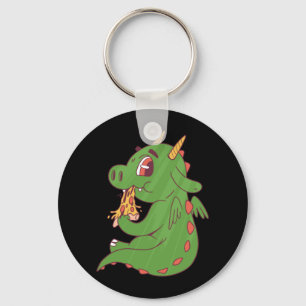 Dragon Baby Eating Yummy Pizza Slice Design Schlüsselanhänger