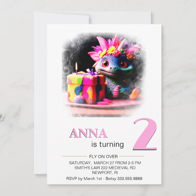 *~* Dragon Baby Foto im Alter von 2 AP88 Geburtsta Einladung (Vorderseite)