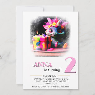 *~* Dragon Baby Foto im Alter von 2 AP88 Geburtsta Einladung