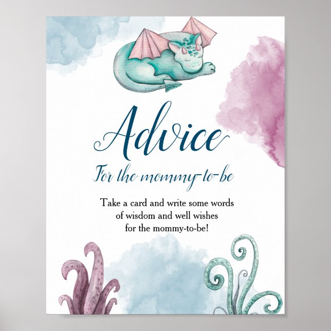 Dragon Baby Shower Advice for the-Mommy-to-be Poster (Vorne)