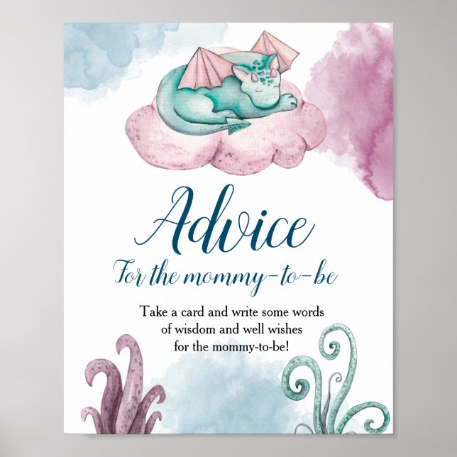 Dragon Baby Shower Advice for the-Mommy-to-be Poster (Vorne)
