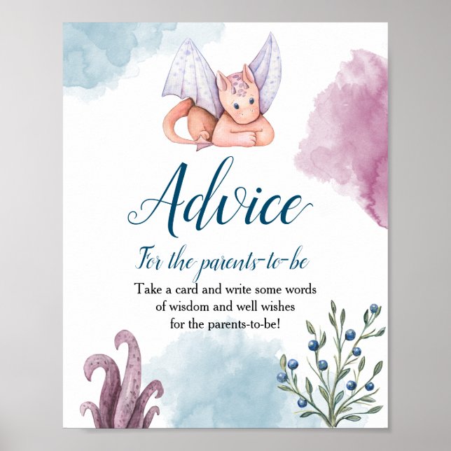 Dragon Baby Shower Advice for the-Parents-to-be Poster (Vorne)