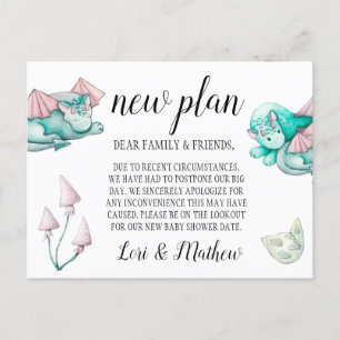 Dragon Baby Shower - Ankündigung zur Änderung der  Postkarte