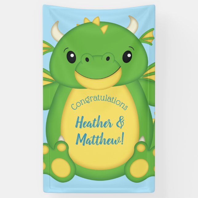 Dragon Baby Shower Blue Banner (Vertikal)