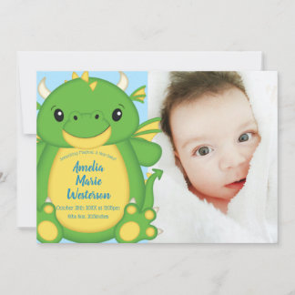 Dragon Baby Shower Blue Einladung