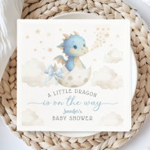 Dragon Baby Shower Boy Blue Cute Dragon Paper
