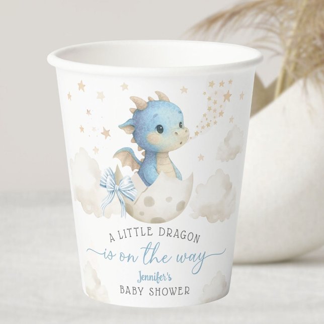 Dragon Baby Shower Boy Blue Cute Paper Cups Pappbecher (Von Creator hochgeladen)