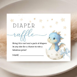 Dragon Baby Shower Boy Blue Diaper Raffle Begleitkarte