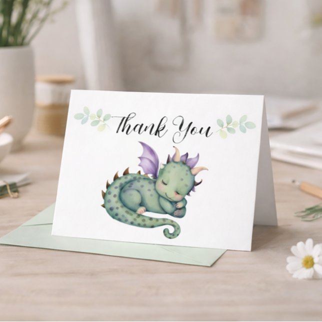 Dragon Baby Shower Dankeskarte (Von Creator hochgeladen)