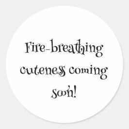Dragon Baby Shower Fire-Breathing Cuteness Coming Runder Aufkleber