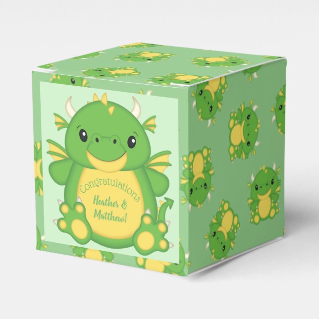 Dragon Baby Shower Green Geschenkschachtel (Vorderseite)