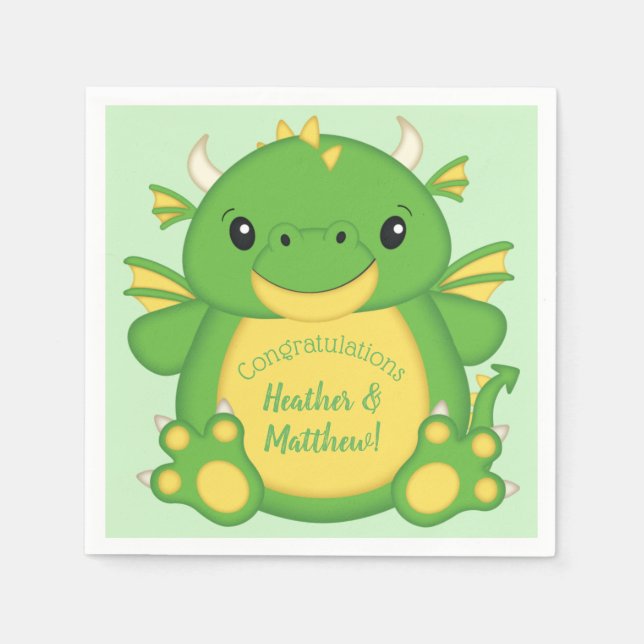 Dragon Baby Shower Green Serviette (Vorderseite)