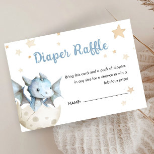 Dragon Baby Shower Niedlich Boy Blue Diaper Raffle Begleitkarte