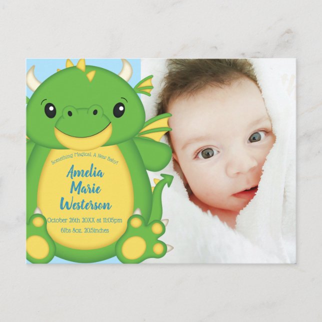 Dragon Baby Shower Postkarte (Vorderseite)