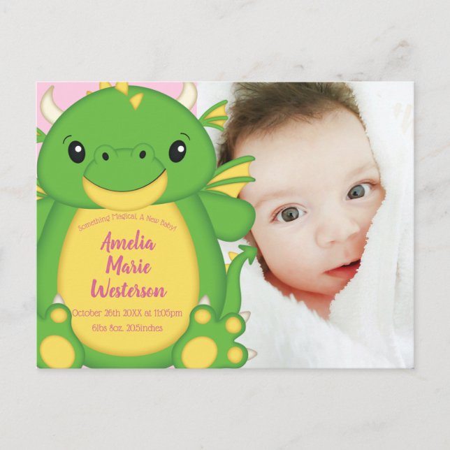 Dragon Baby Shower Postkarte (Vorderseite)