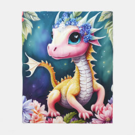 Dragon Baby Space Blume Portrait Fleecedecke