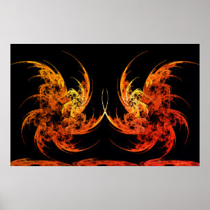 Dragon Battle Fraktal Art Poster