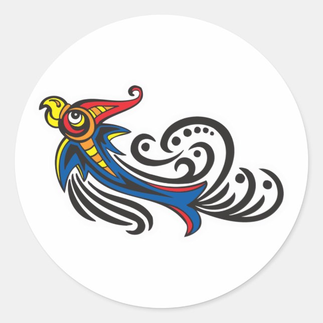 Dragon Bird Tribal Design Runder Aufkleber (Vorderseite)