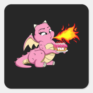 DRAGON BIRTHDAY 10 10. Geburtstagsmädchen Niedlich Quadratischer Aufkleber