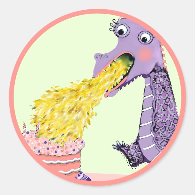 Dragon Birthday Classic Round Sticker (Vorderseite)