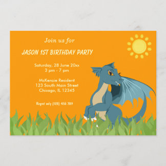 Dragon Birthday Party Einladung