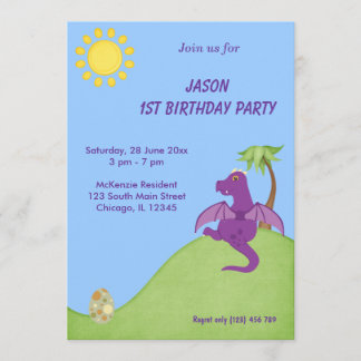 Dragon Birthday Party Einladung