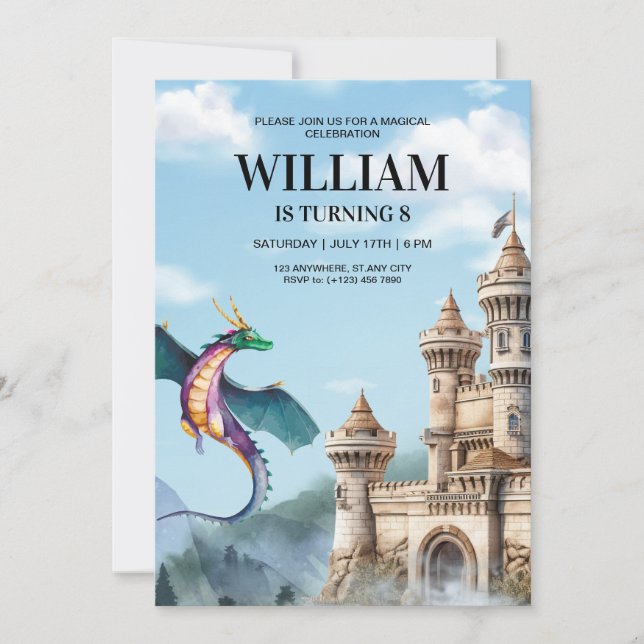 Dragon Birthday Party Einladung Jurassic Geburtsta (Vorderseite)