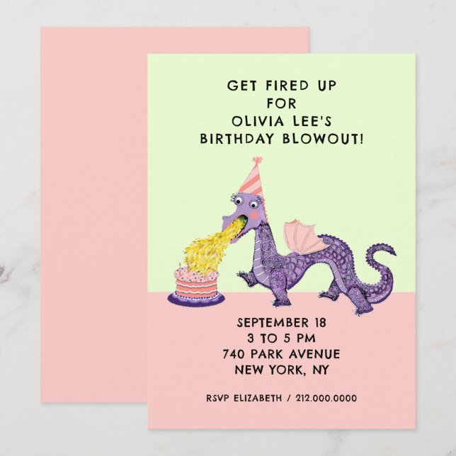 Dragon Birthday Party Einladungen (Vorne/Hinten)