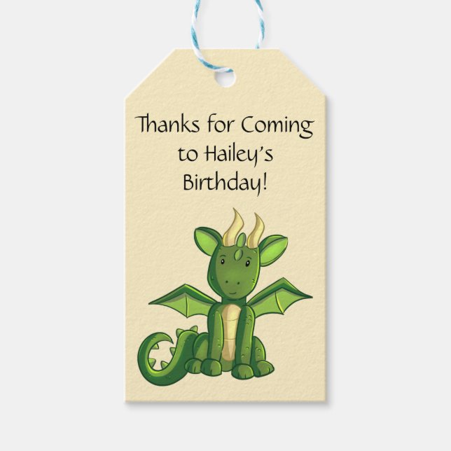 Dragon Birthday Party Gefallen Tag Geschenkanhänger (Vorderseite)