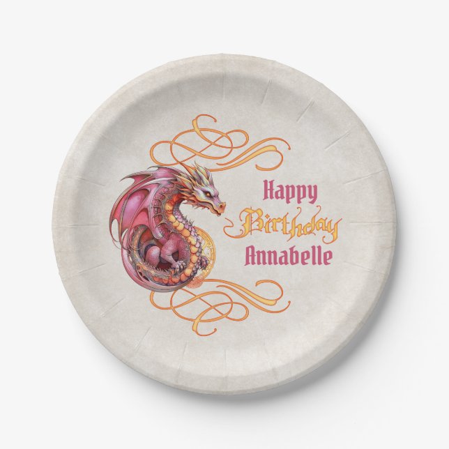 Dragon Birthday Party Pappteller (Vorderseite)