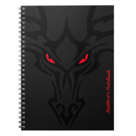 Dragon Black Dark Beängstigend Red Glows Eyes Name Notizblock