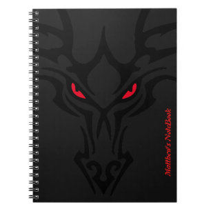 Dragon Black Dark Beängstigend Red Glows Eyes Name Notizblock