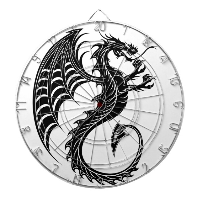 Dragon Black Shape Tattoo Style Dartscheibe (vorne)