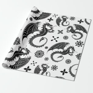 Dragon Black Shape Tattoo Style Geschenkpapier