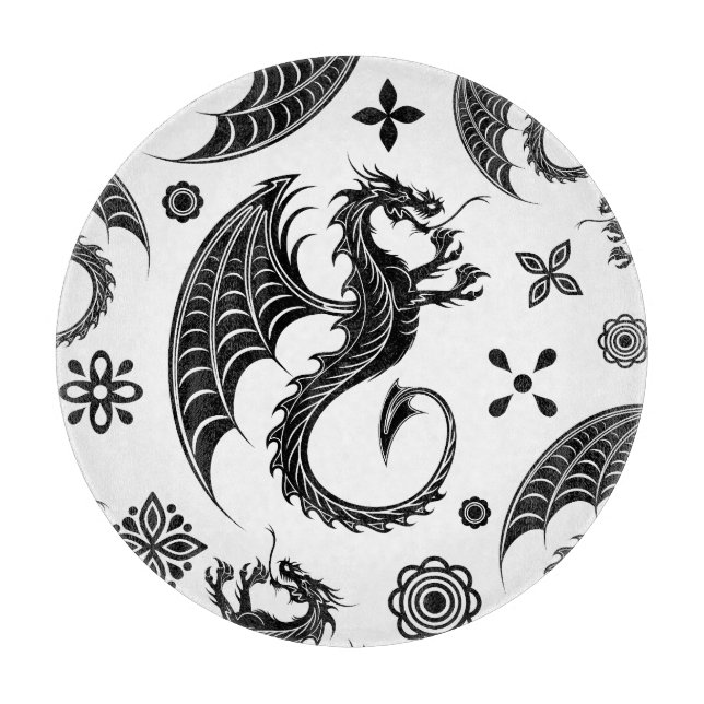 Dragon Black Shape Tattoo Style Schneidebrett (Vorderseite)