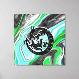 Dragon blasen Feuer Fluid Art Leinwanddruck