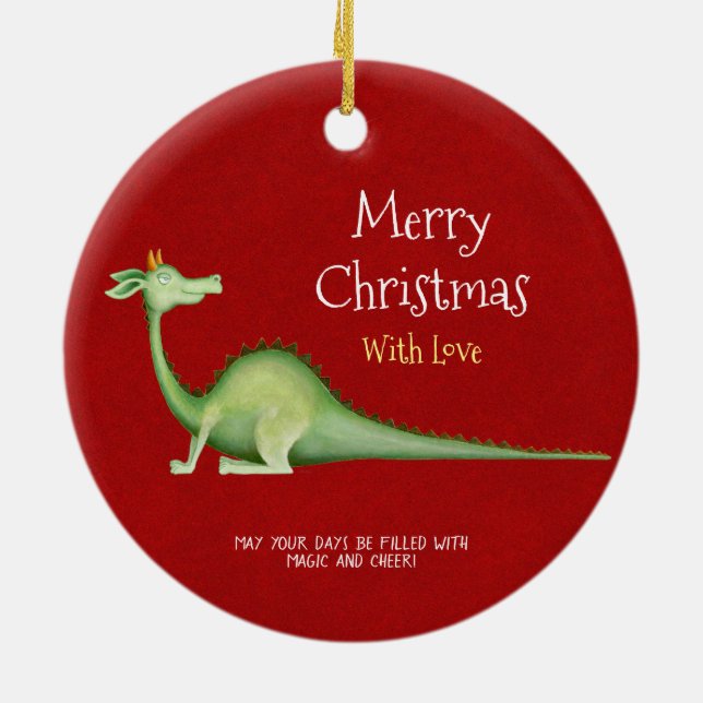 Dragon Blick zurück Keramik Ornament (Hinten)