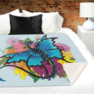 Dragon Blue Butterfly Blume Sherpadecke