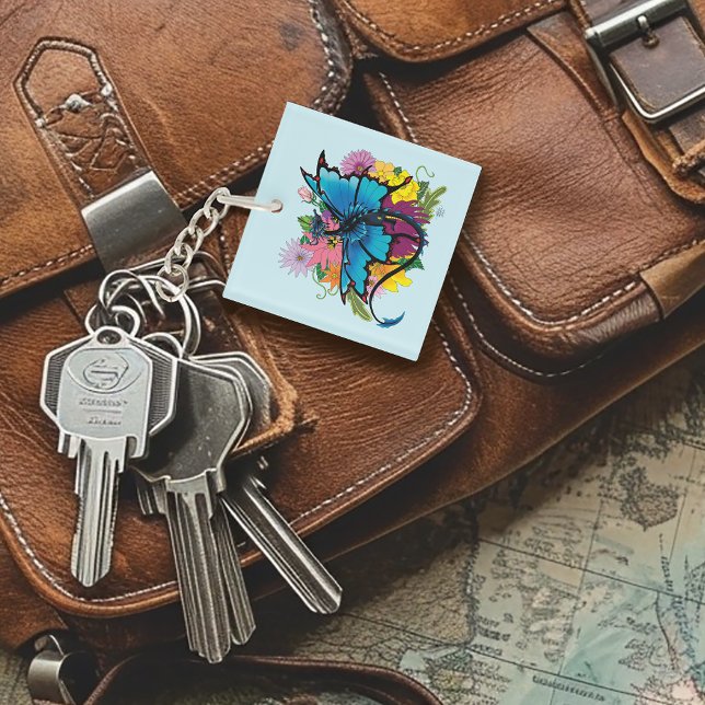 Dragon Blue-Schmetterling-Blume Schlüsselanhänger (Von Creator hochgeladen)