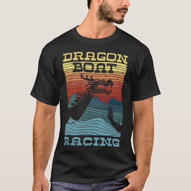Dragon Boat Racing Retro Look T-Shirt (Vorderseite)