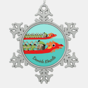 Dragon Boat Racing Schneeflocken Zinn-Ornament